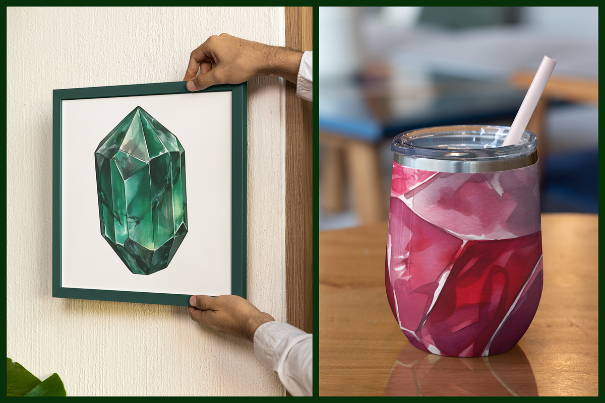 Watercolor Birthstone Clipart, an Illustration by NadiaTheronArt (Photo 4 of 5)