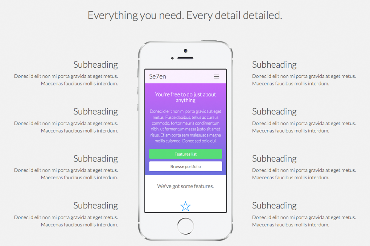 Se7en - Flat One Page Template, a Landing Page Template by YoArts (Photo 2 of 4)