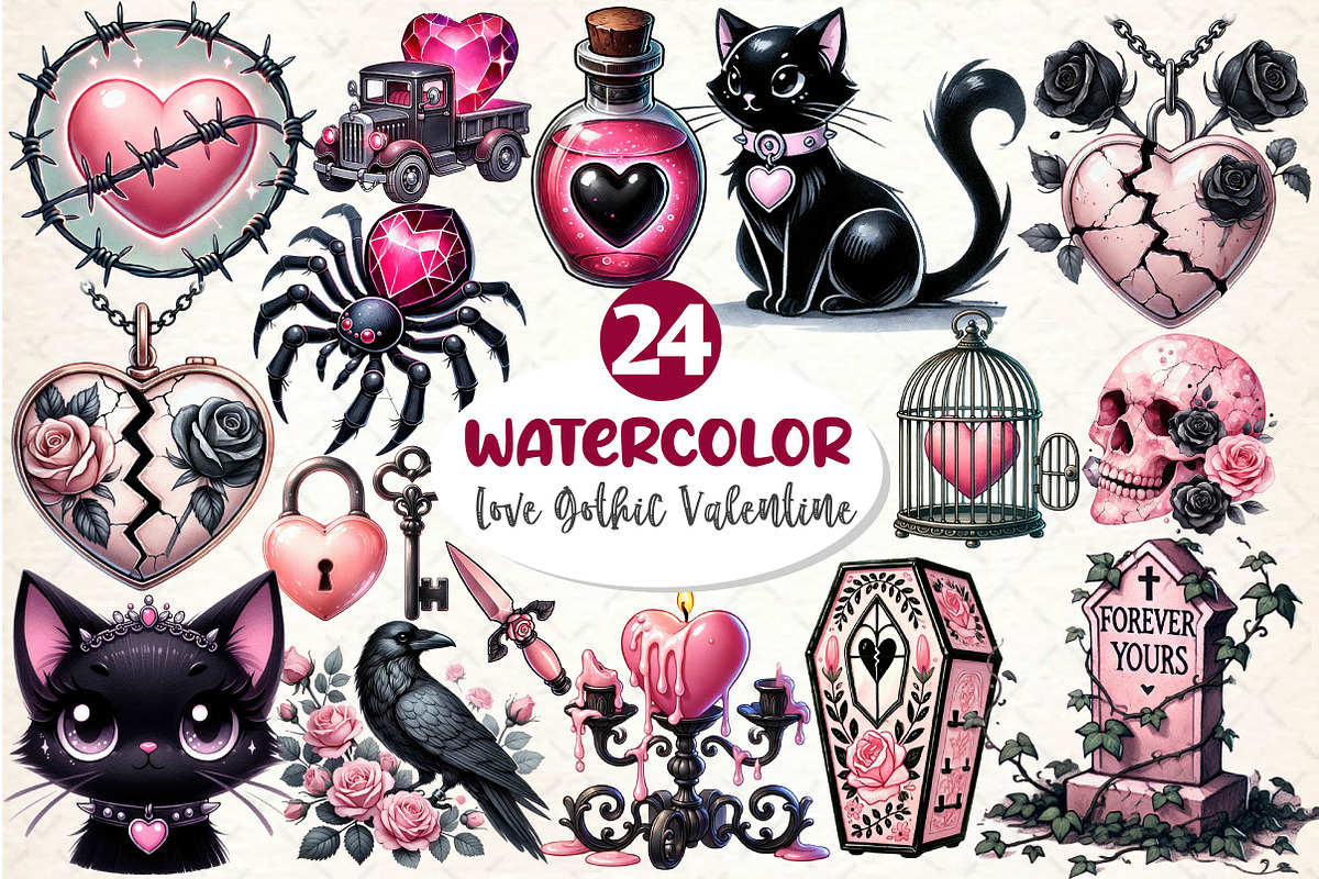 Love Gothic Valentine Sublimation, a Work Illustration by Dream Creation (Photo 1 of 5)
