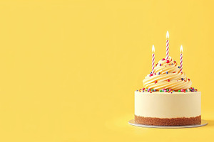 birthday cake with candles sprinkles, a Photo by Bunny's Little Shop