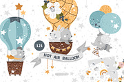 Hot Air Balloon Clipart & Patterns, an Animal Illustration by tatiletters (Thumbnail 1 of 11)