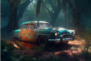 Rusty Abandoned Car Concept