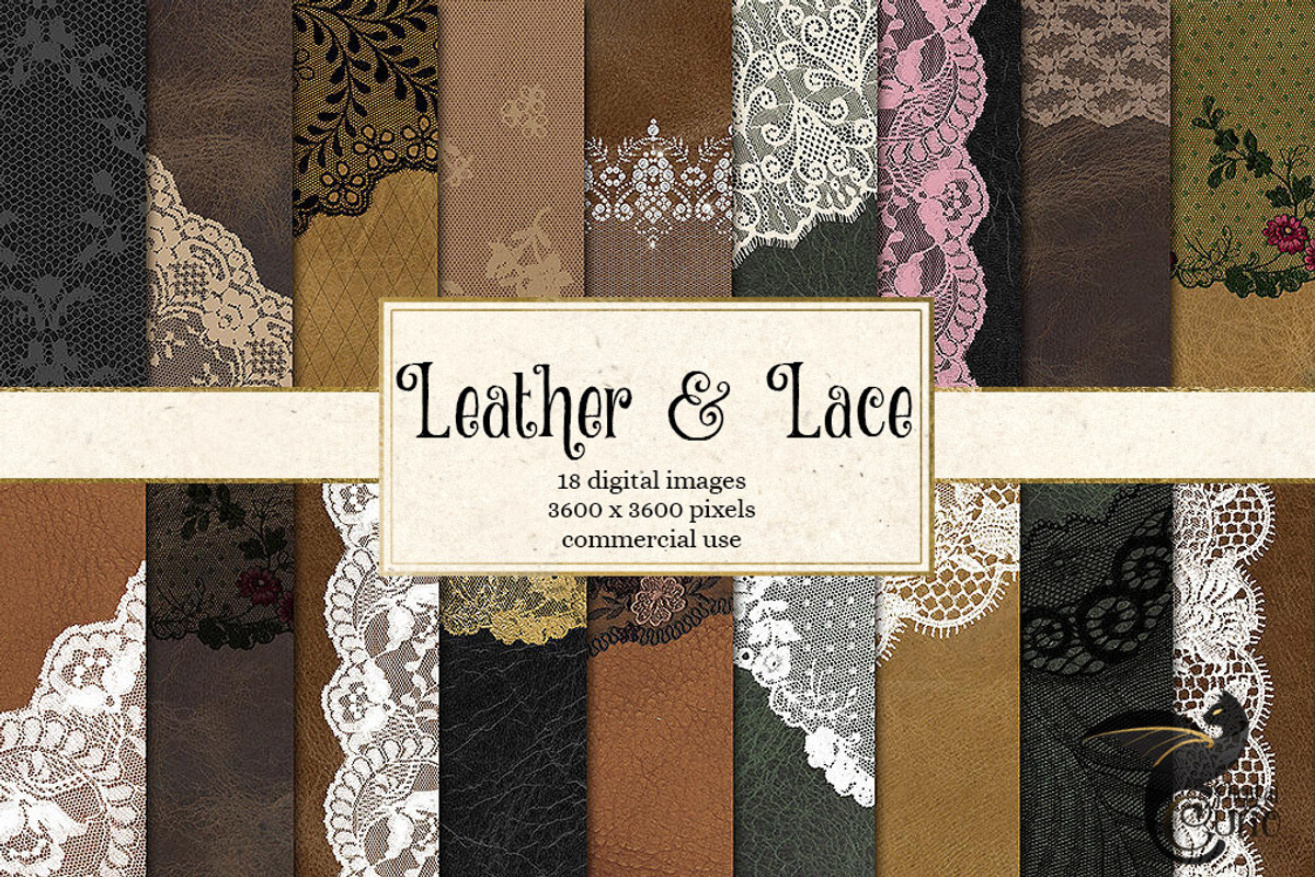 Leather and Lace Digital Paper, a Texture Graphic by Digital Curio (Photo 1 of 2)