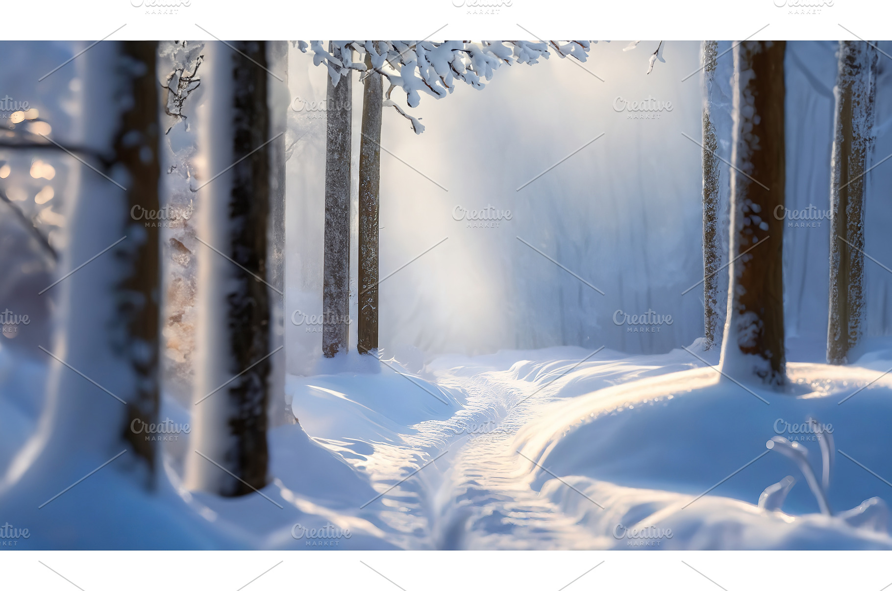 A serene, snow-covered forest in, a Background Photo by Igor Tichonow