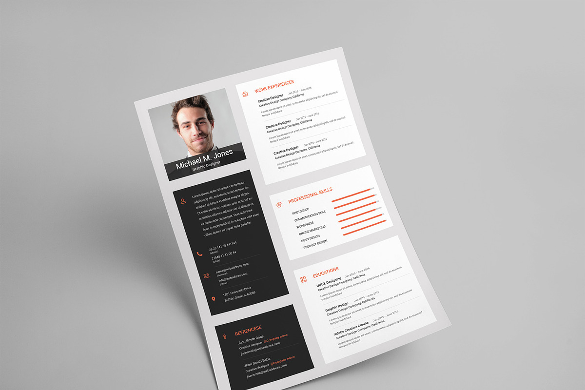 JOB CV, a Resume Template by graphicbox (Photo 3 of 3)