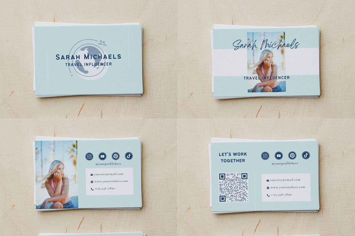 Travel Influencer Business Card Kit, a Business Card Template by Golden Horizons Studio (Photo 9 of 12)