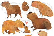 Watercolor Capybara Clipart, an Animal Illustration by DigitalArtsi (Thumbnail 4 of 5)