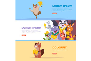 Animals winners. happy cartoon, an Animal Illustration by Onyx