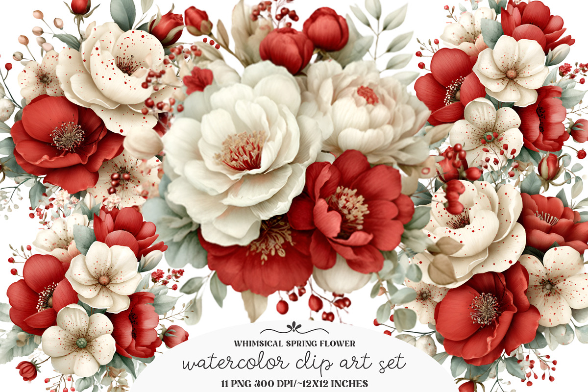 Whimsical Spring Flower Clipart Bund, an Illustration by GatewayDesign (Photo 1 of 3)