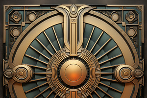 A Detailed, Ornate Art Deco Metallic Panel Featuring A Central Circular Design