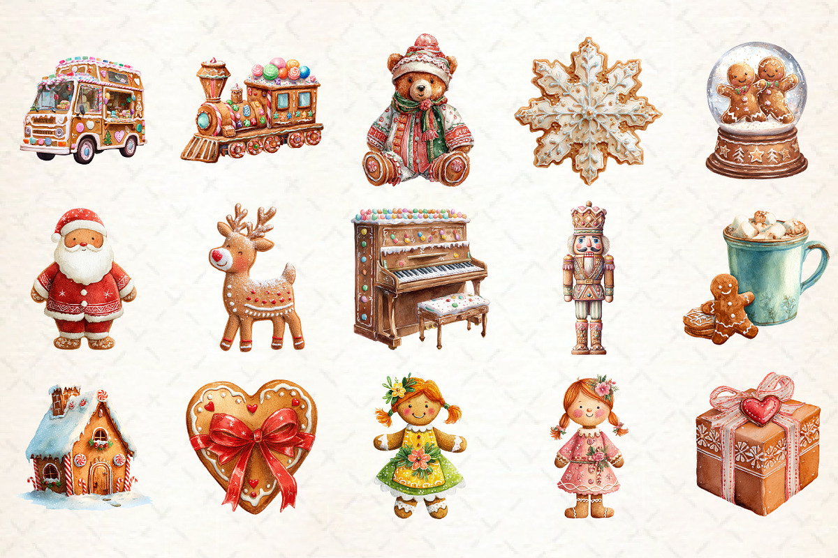Gingerbread Clipart Bundle, an Illustration by Libby Wishes (Photo 2 of 7)