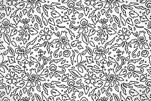 Black And White Line Floral Pattern