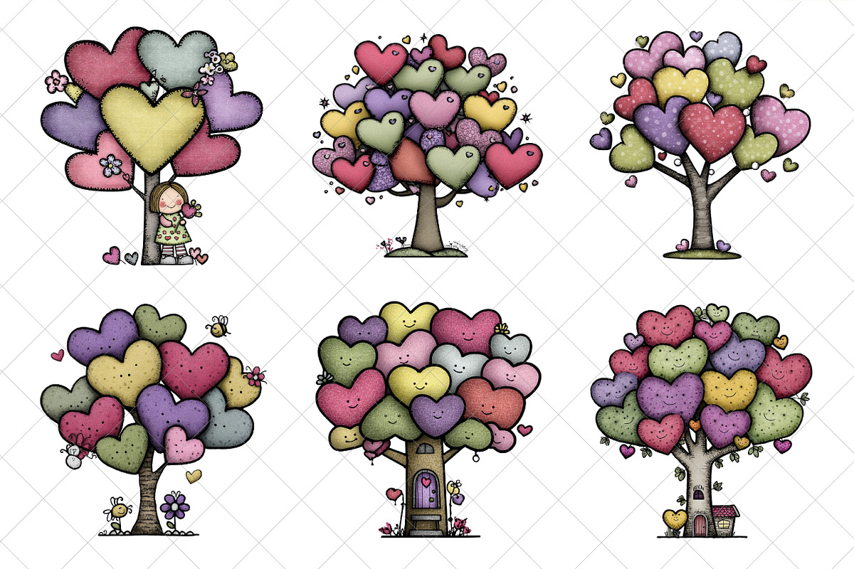 Whimsical Valentines Day Heart Tree, an Illustration by SinaCreation (Photo 3 of 7)