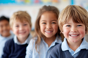Smiling school children in uniforms, a School & Education Photo by MistyDay