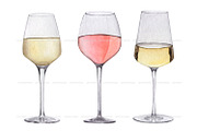 Watercolor white & rose wine clipart, a Food Illustration by ArtfulStudio (Thumbnail 4 of 9)
