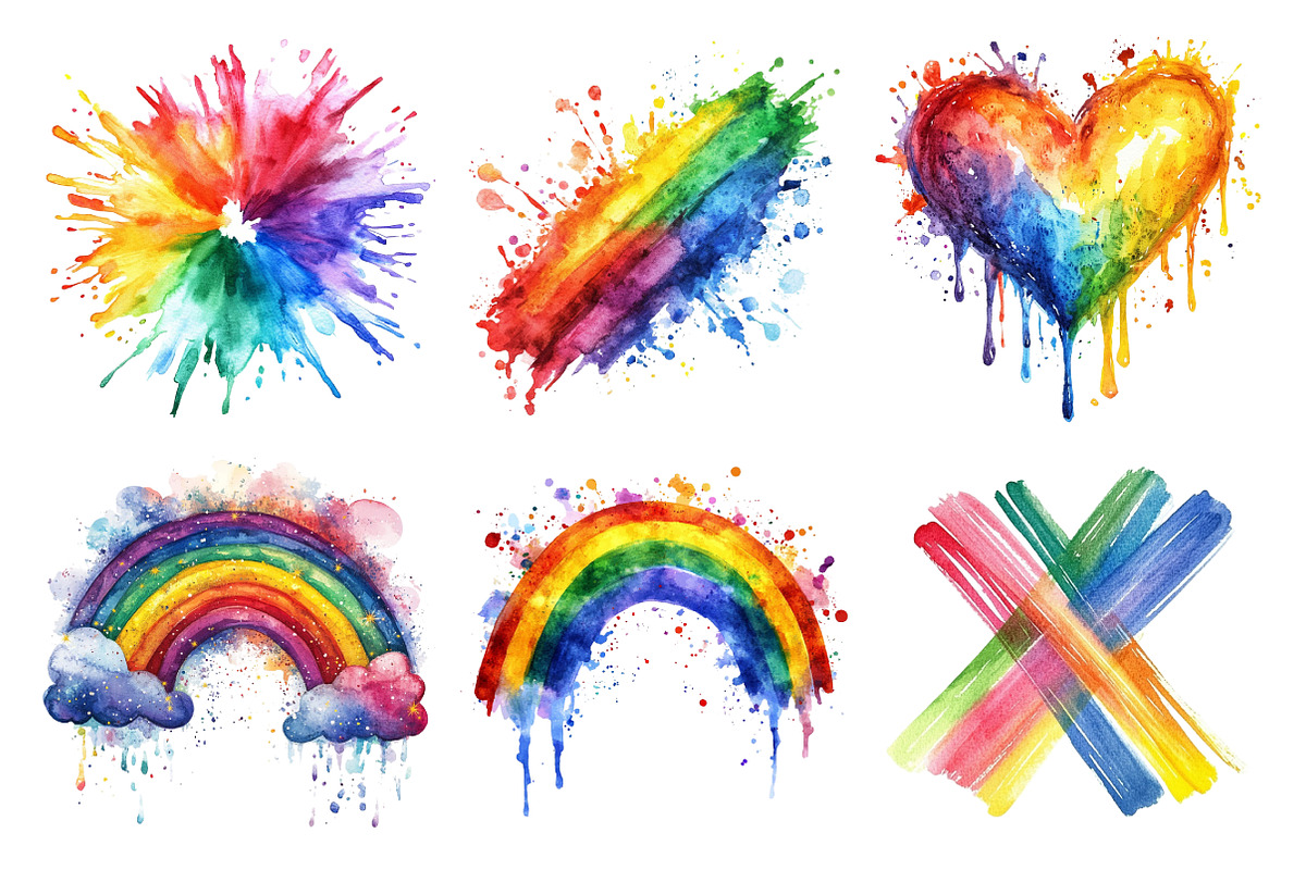 Rainbow Paint Splash Clipart, an Illustration by Daily.Designs (Photo 2 of 5)