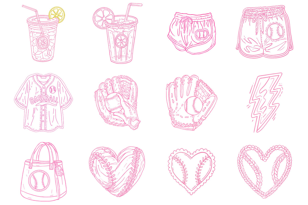 Baseball Hand Drawn Clipart Bundle, a Seasonal Illustration by CitraGraphics (Photo 2 of 6)