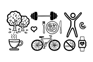 Healthy Lifestyle Icon Set, an Illustration by designvectx