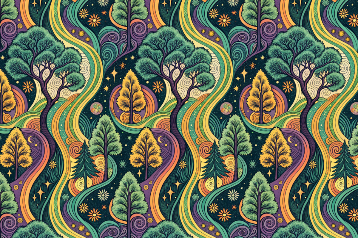 Psychedelic Symphony in 1970s Style, a Pattern Graphic by Designs by Helen Trupak (Photo 3 of 8)