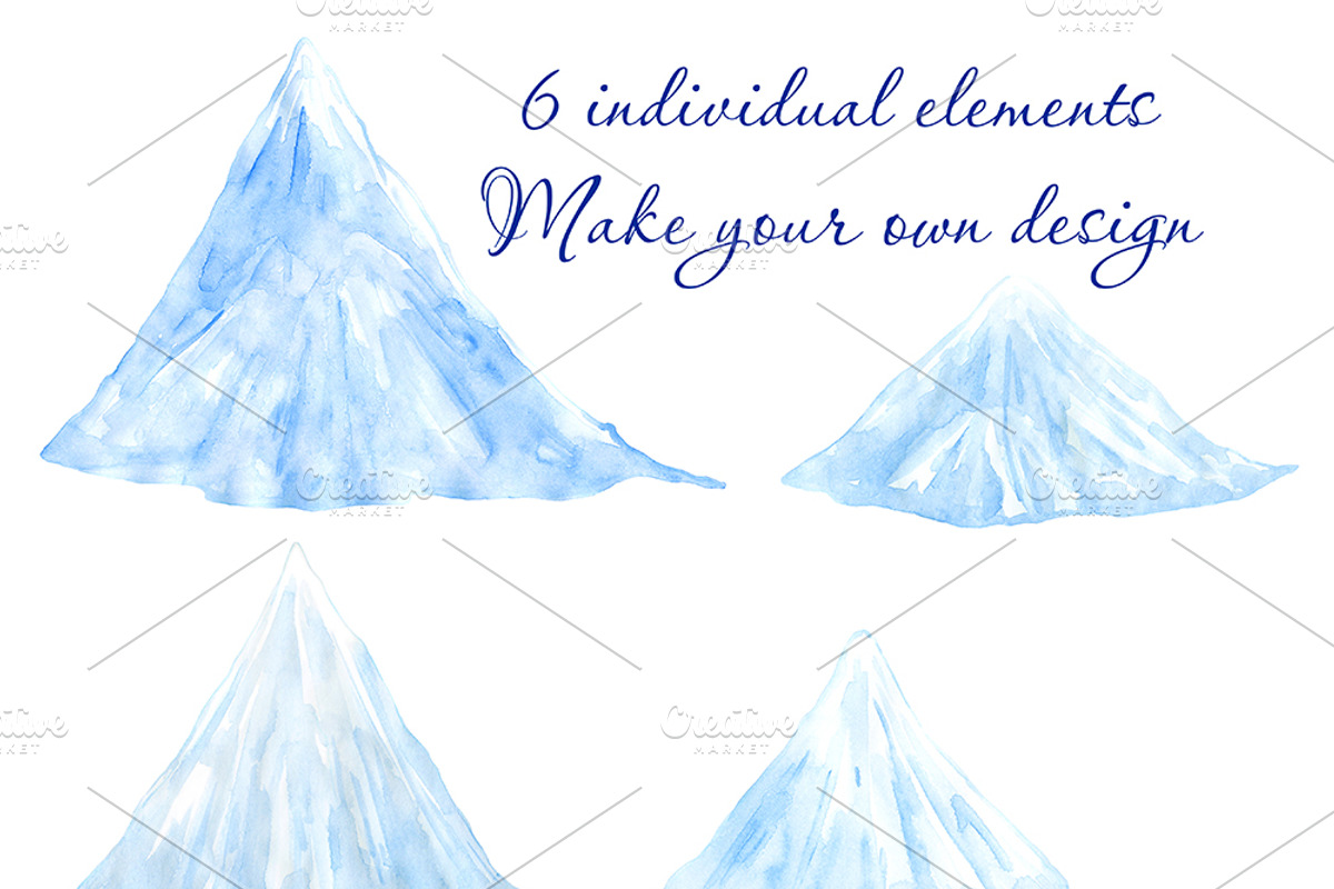 Snowing Watercolor clipart, an Illustration by AqwaColor (Photo 4 of 6)