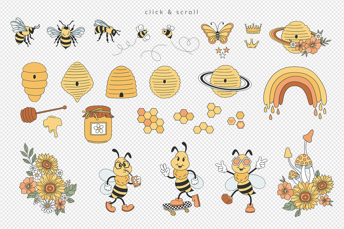 Bee Groovy Honey clipart set, an Object Graphic by @olga.angelloz (Photo 2 of 2)