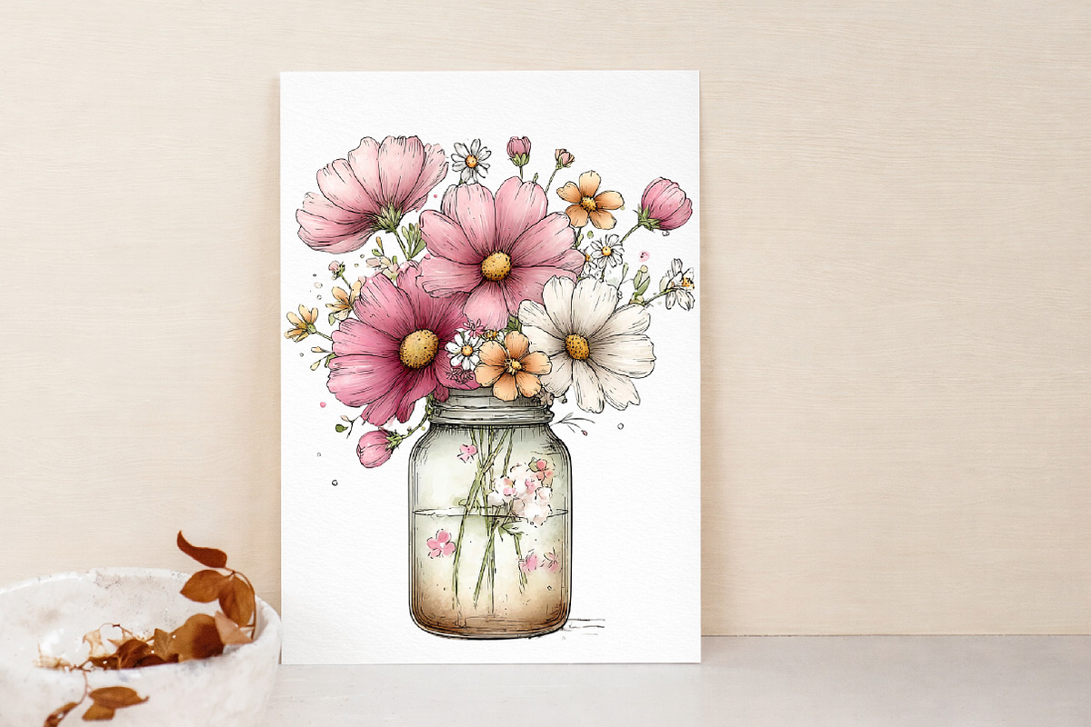 Watercolor Spring Mason Jar Clipart, an Illustration by Libby Wishes (Photo 4 of 6)
