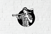 Lumberjack Lady Logo Template, a Branding & Logo Template by lineandcircle (Thumbnail 1 of 3)