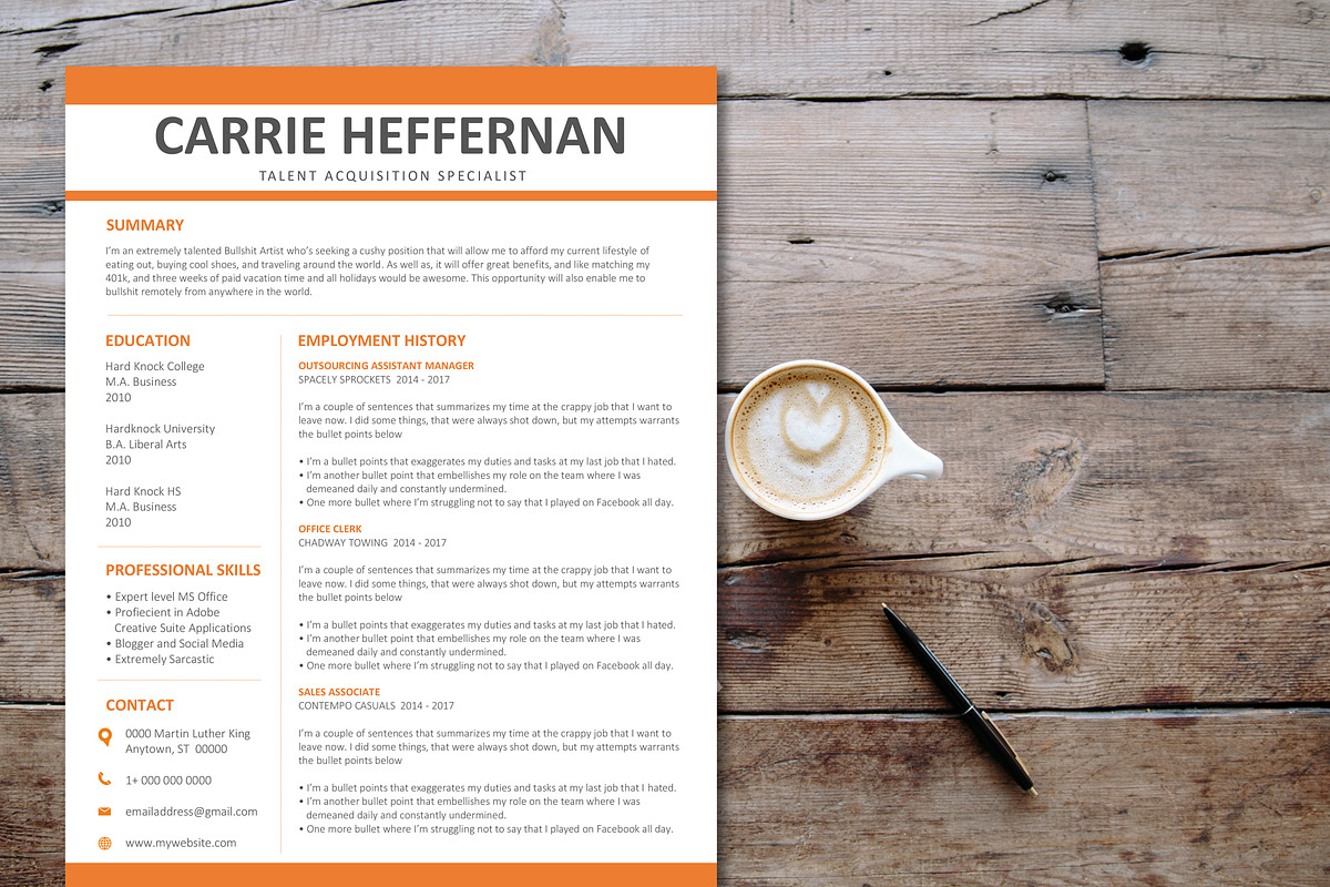 RESUME/CV-ORANGE, a Stationery Template by Graphic Template Co (Photo 2 of 2)