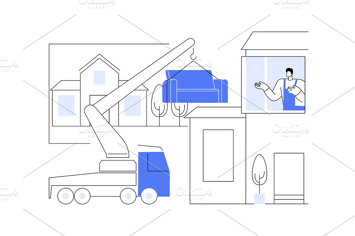 Large object moving isolated cartoon, a Finance Illustration by Visual Generation