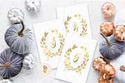 gold laurel wreath table numbers, an Object Graphic by Freshmint Paperie (Thumbnail 1 of 2)