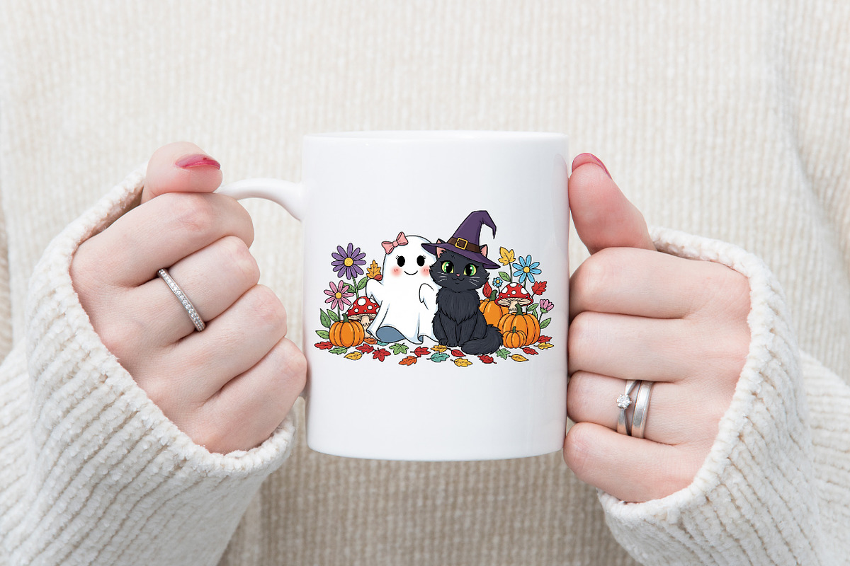 Halloween Fall Cute Ghost Cat Autumn, an Illustration by Designking (Photo 3 of 4)