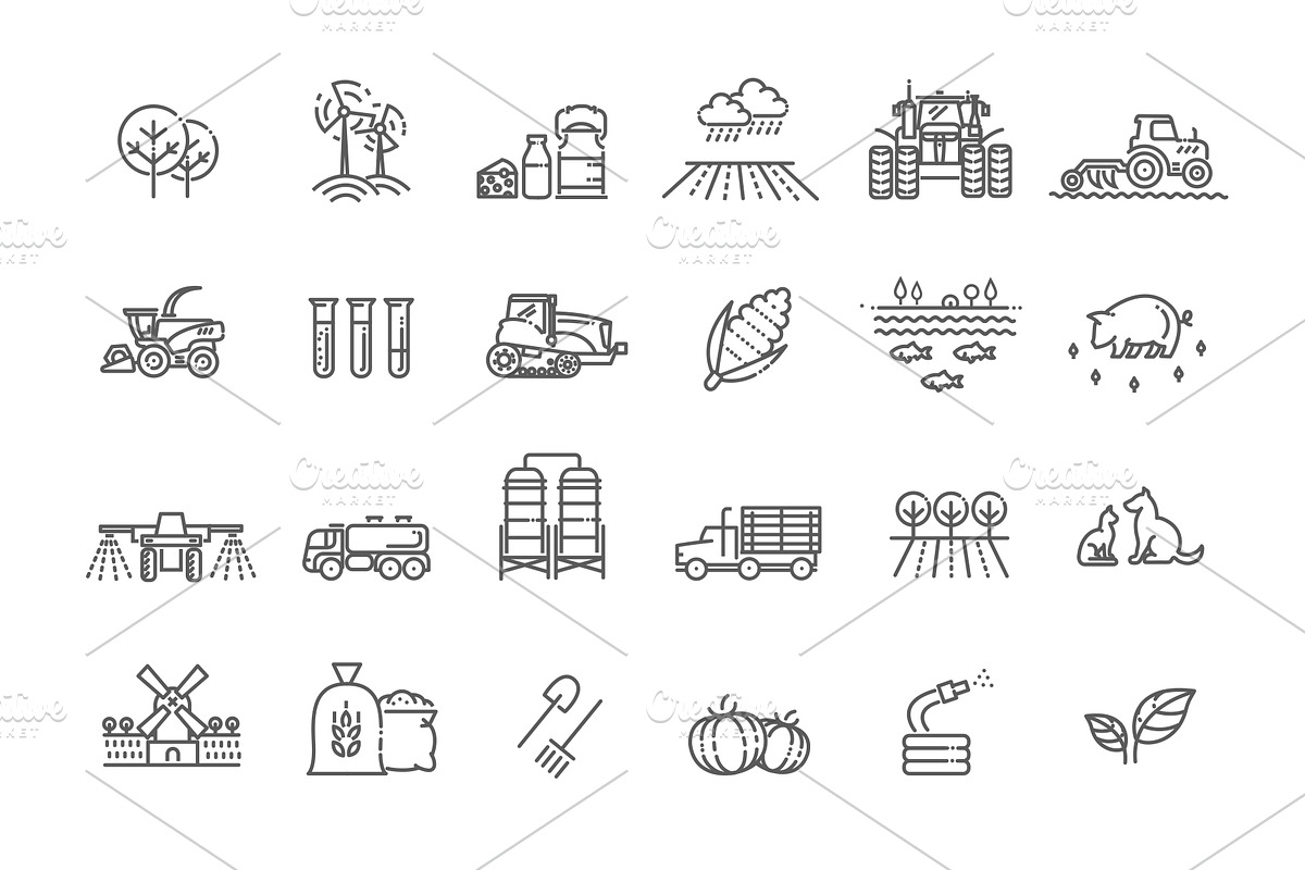 Set of Agriculture and Farming icons, an Outline Icon by Tettygreen (Photo 2 of 2)