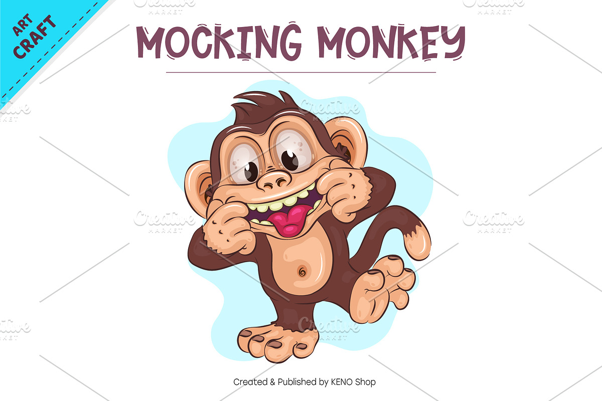 Big Bundle of Cartoon Monkeys 04., an Animal Illustration by KENO Mascots (Photo 6 of 7)