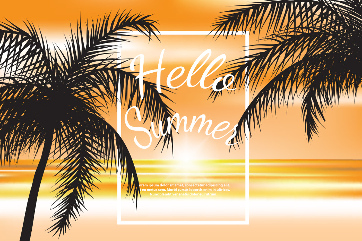 Summer Beach vector background, an Illustration by iconerstock