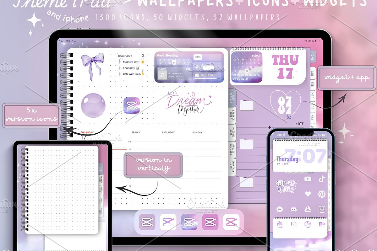 Purple iPad and iPhone Theme + Icons, a Wallpaper Photo by BeeRubby (Photo 1 of 9)