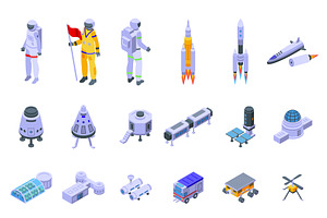 Mars Colonization Icons Set