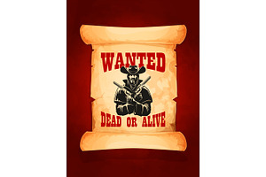 Wanted Dead Or Alive Cowboy Poster Design