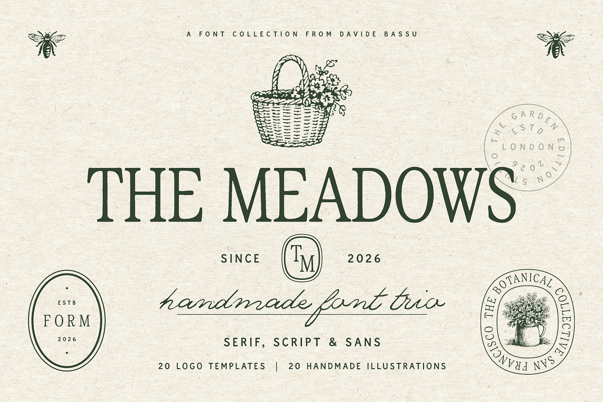 The Meadows - Font Trio & Extra, a Handwritten Font by Davide Bassu (Photo 1 of 25)