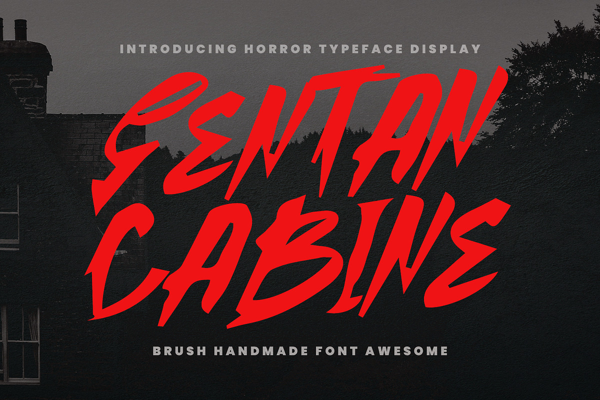 Sentan Cabine Horror Typeface Brush, a Handwritten Font by Maulana Creative (Photo 1 of 6)