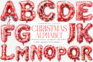 Watercolor Christmas Alphabet PNG, an Illustration by SinaCreation