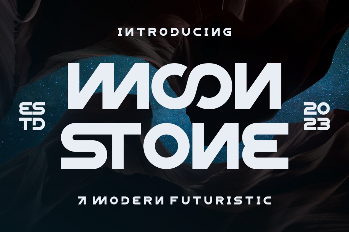 Moonstone - Modern Techno Font, a Sans Serif Font by MaikoHatta (Photo 1 of 4)