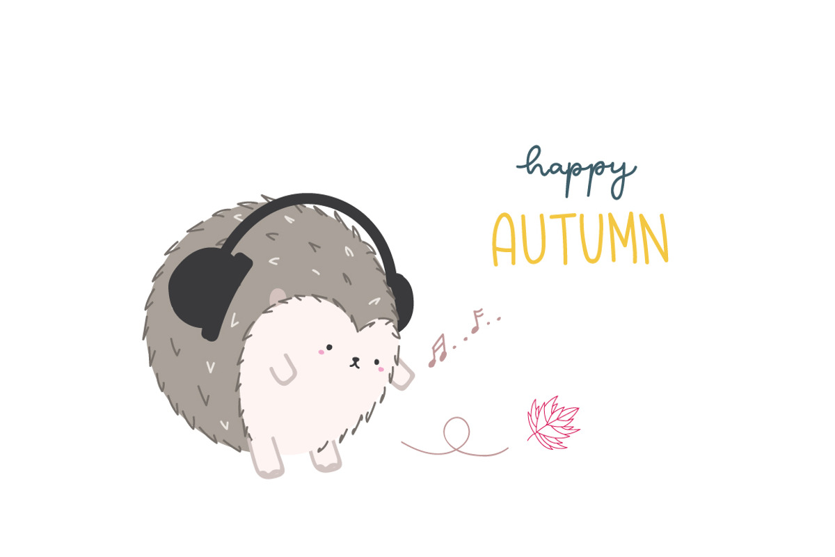 Happy Hedgehog @ Autumn season, a Decorative Illustration by MooBeer (Photo 3 of 6)