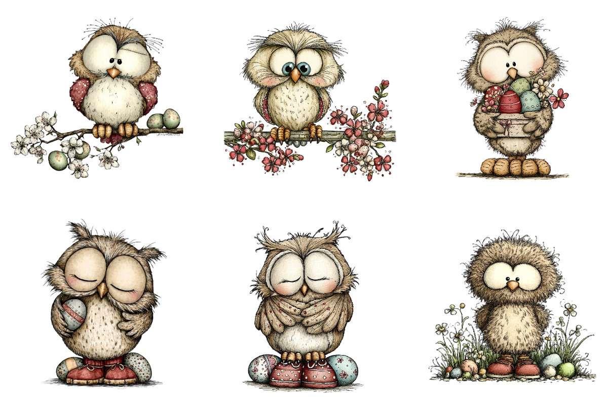 Whimsical easter owl clipart, an Illustration by CreationArt (Photo 6 of 7)