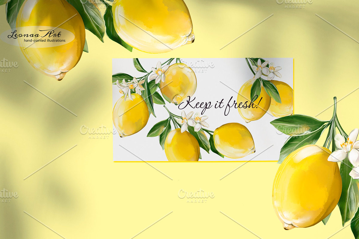 Lemons Clipart Set, a Seasonal Illustration by Leonaa art (Photo 5 of 11)