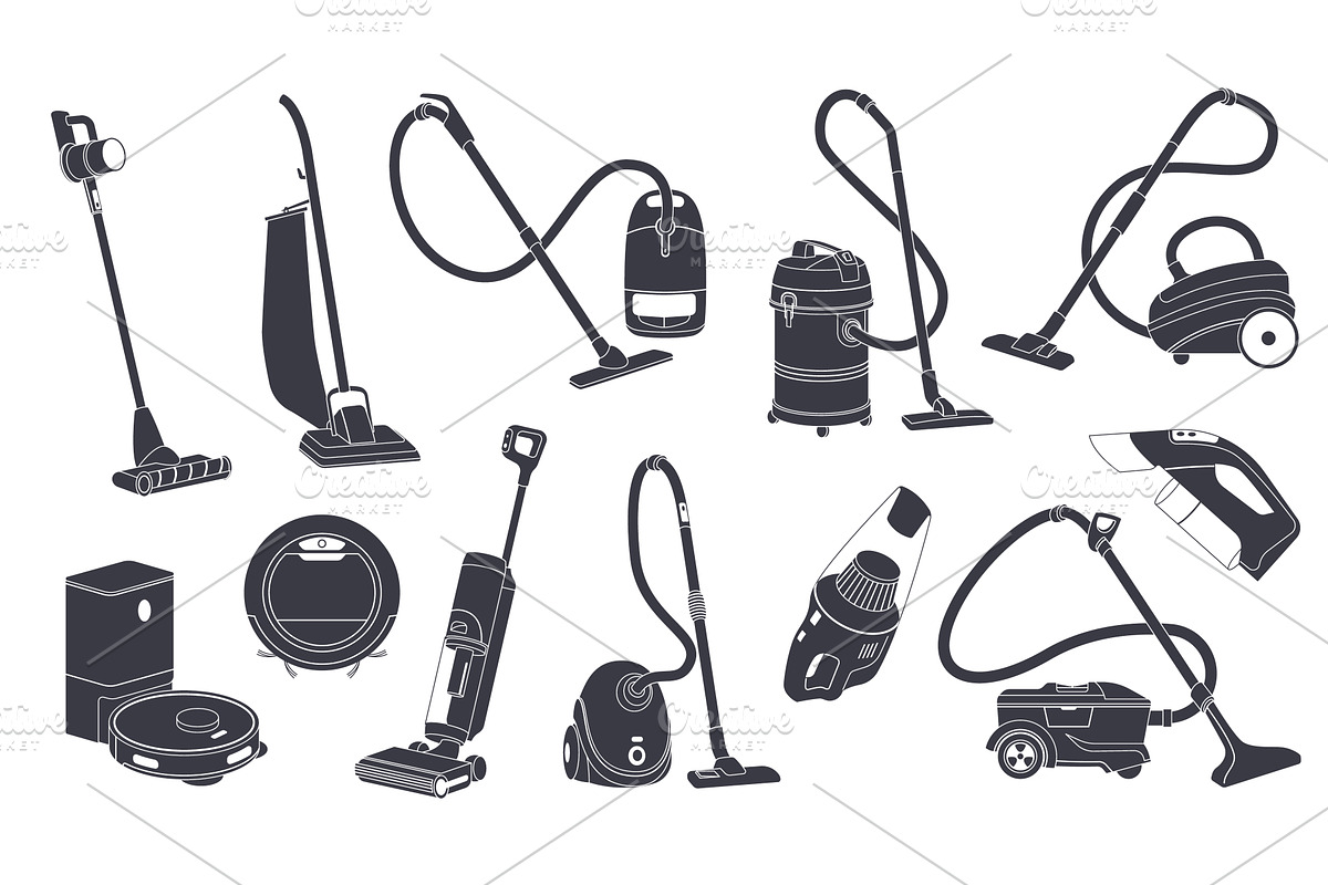 Vacuum cleaners black icons, an Object Illustration by YummyBuum