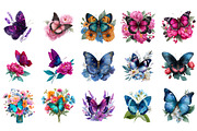 Watercolor Floral Butterfly Clipart, an Illustration by DreamArtGraphic (Thumbnail 3 of 4)