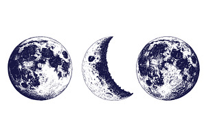 Moon Close Up Sketches. Full Moons