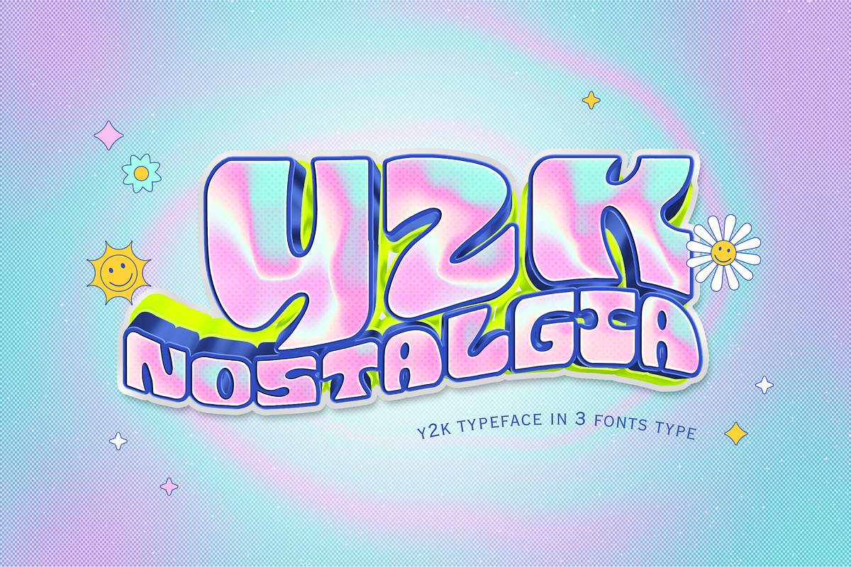 Y2K Nostalgia | Display Font, a Font by BAMBIN (Photo 1 of 8)