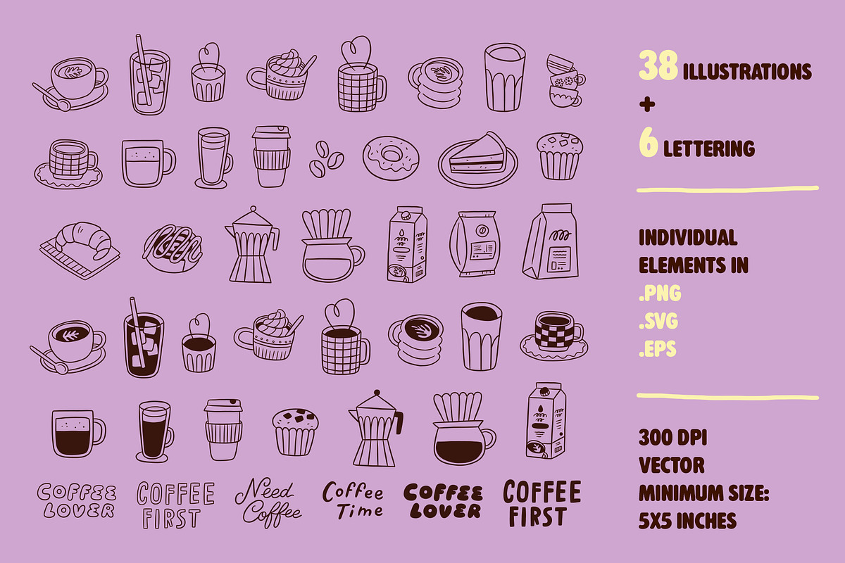 Coffee Lover Illustration Pack, a Food Illustration by Carole Chevalier (Photo 9 of 10)