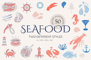 Seafood illustrations Set, a Food Illustration by Vasylyka (Thumbnail 1 of 8)